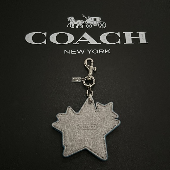 Vintage Coach Stacked Stars Patent Leather Bag Charm Keychain Ring Crystal Gem - Picture 5 of 8